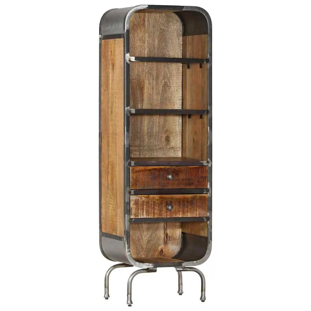 Solid Wood Highboard Storage Cabinet 2 Drawers 4 Shelves Display Unit