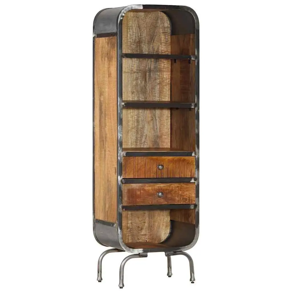 Solid Wood Highboard Storage Cabinet 2 Drawers 4 Shelves Display Unit