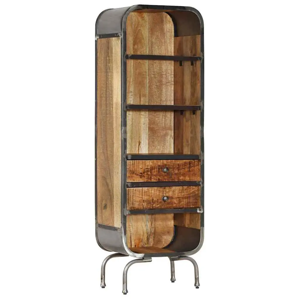 Solid Wood Highboard Storage Cabinet 2 Drawers 4 Shelves Display Unit