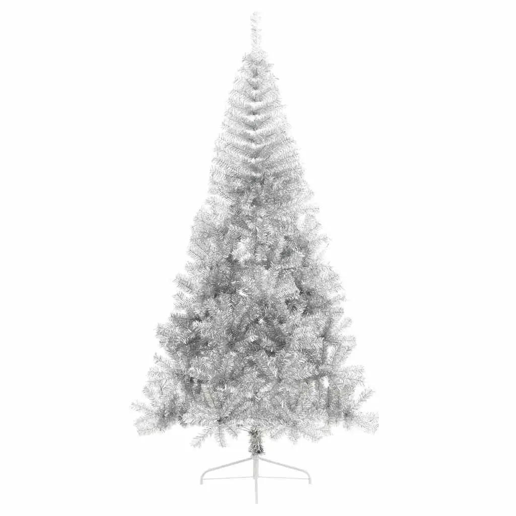 Artificial Christmas Tree Pre-lit Cone Shape 240cm Silver with Warm White LED Lights