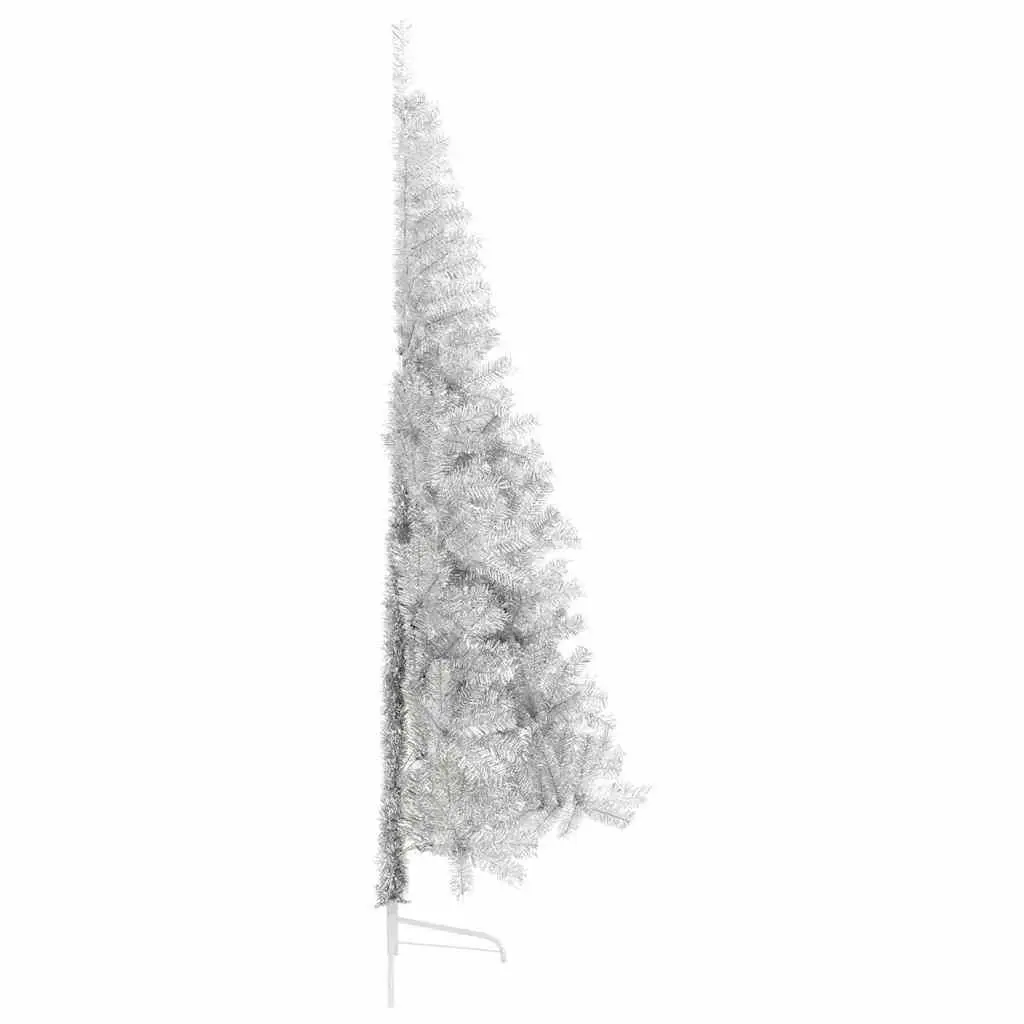 Artificial Christmas Tree Pre-lit Cone Shape 240cm Silver with Warm White LED Lights