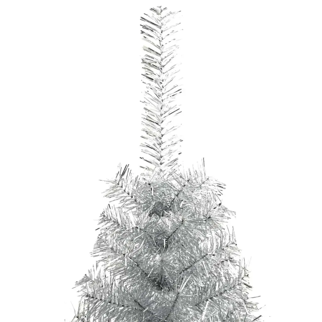 Artificial Christmas Tree Pre-lit Cone Shape 240cm Silver with Warm White LED Lights