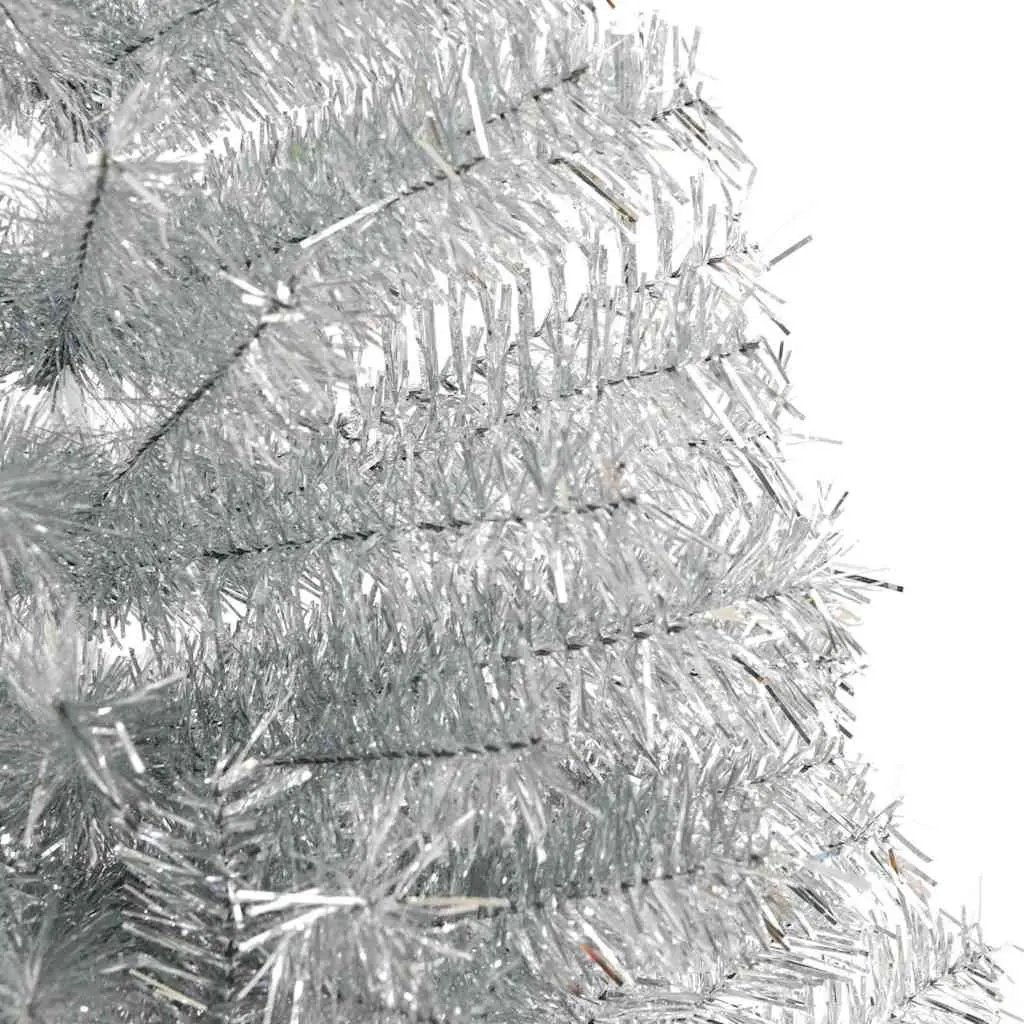 Artificial Christmas Tree Pre-lit Cone Shape 240cm Silver with Warm White LED Lights