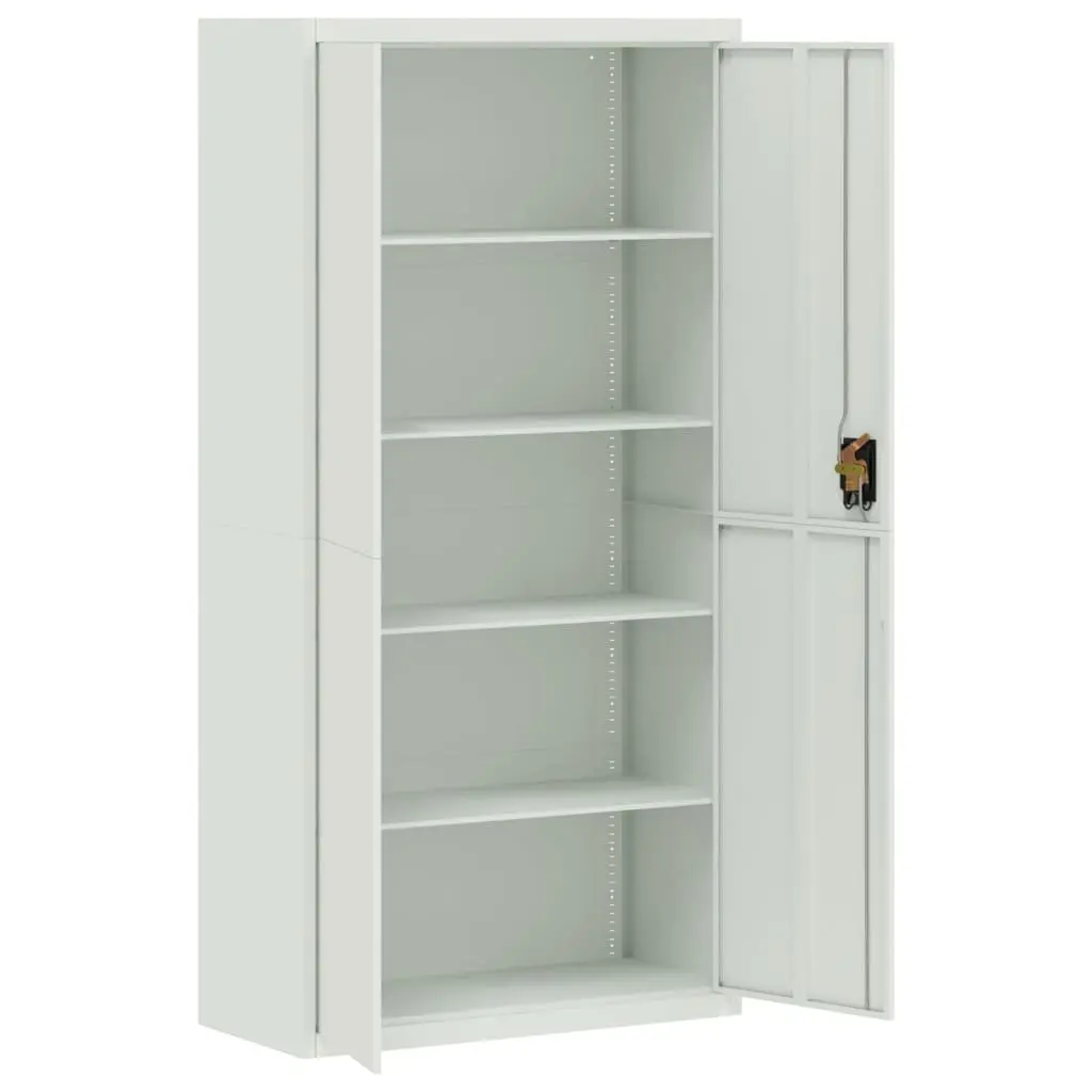File Cabinet Grey Steel Adjustable Shelves Lockable Storage Cupboard Office