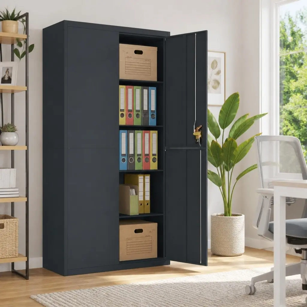 File Cabinet Lockable Anthracite 90x40x180cm Steel Adjustable Shelves