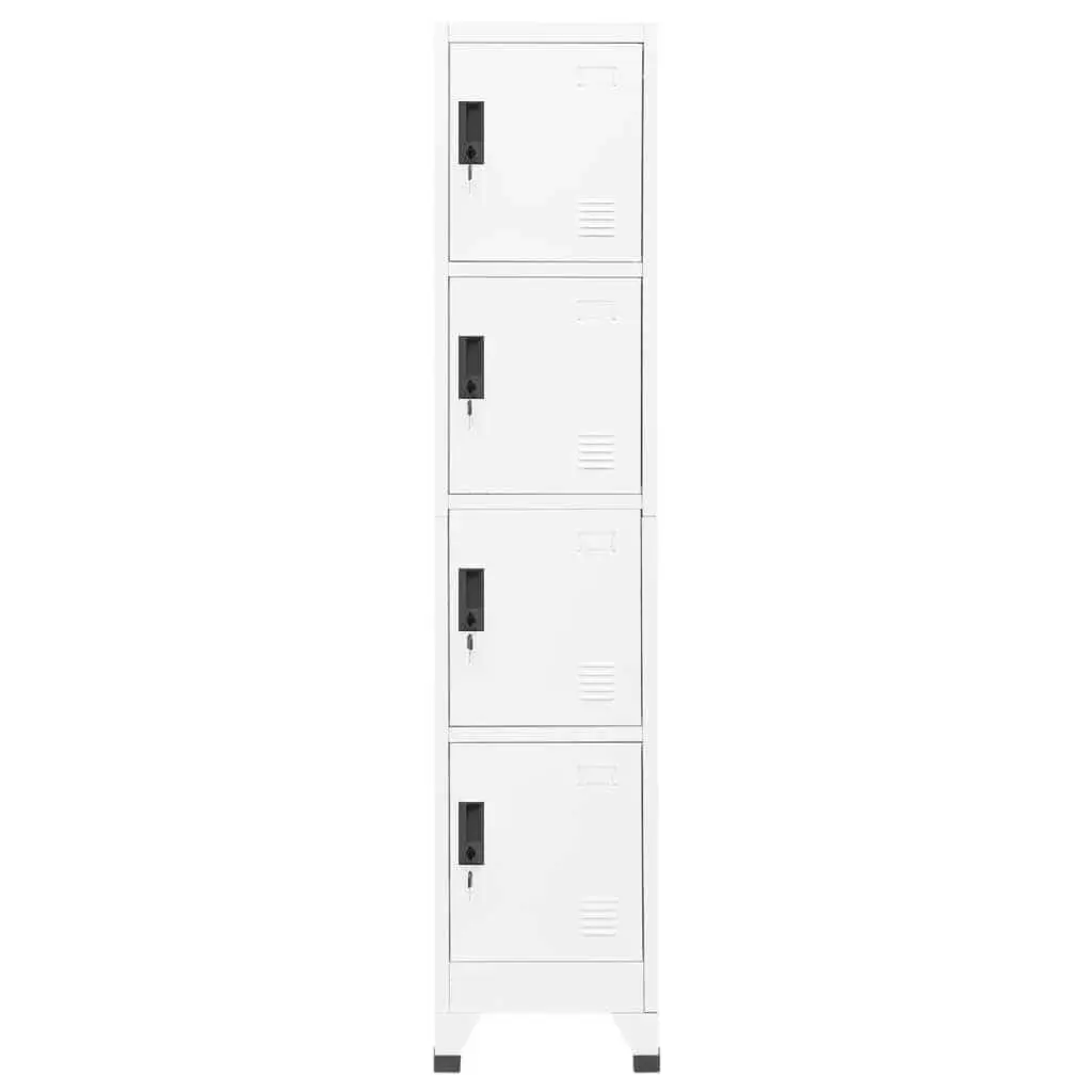 Steel Locker Cabinet White Lockable Doors 38W x 45D x 180H cm