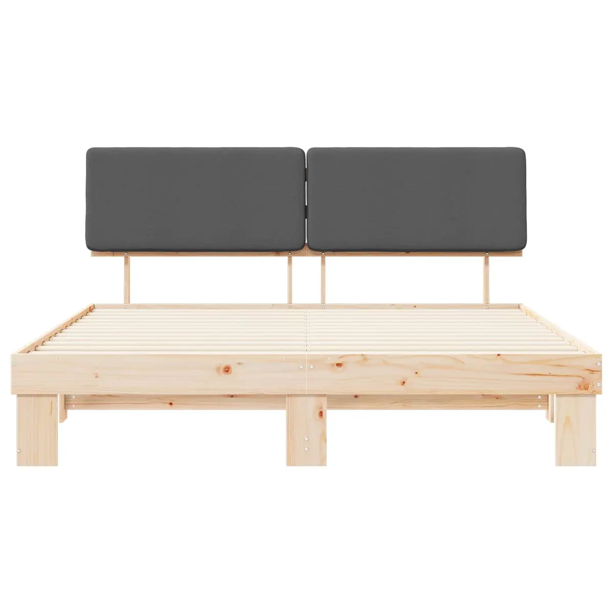 Bed Frame Upholstered Headboard Grey 180x200cm Platform Slatted Base