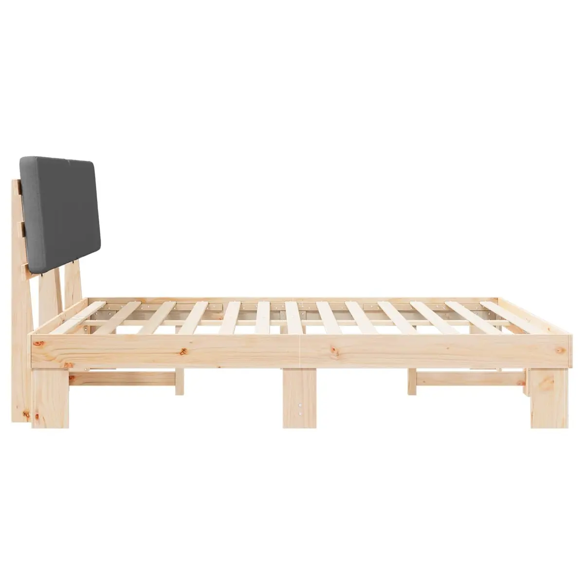 Bed Frame Upholstered Headboard Grey 180x200cm Platform Slatted Base