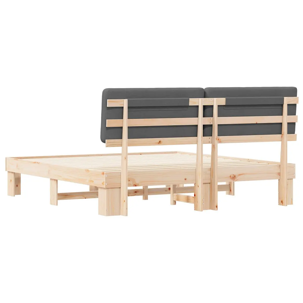 Bed Frame Upholstered Headboard Grey 180x200cm Platform Slatted Base