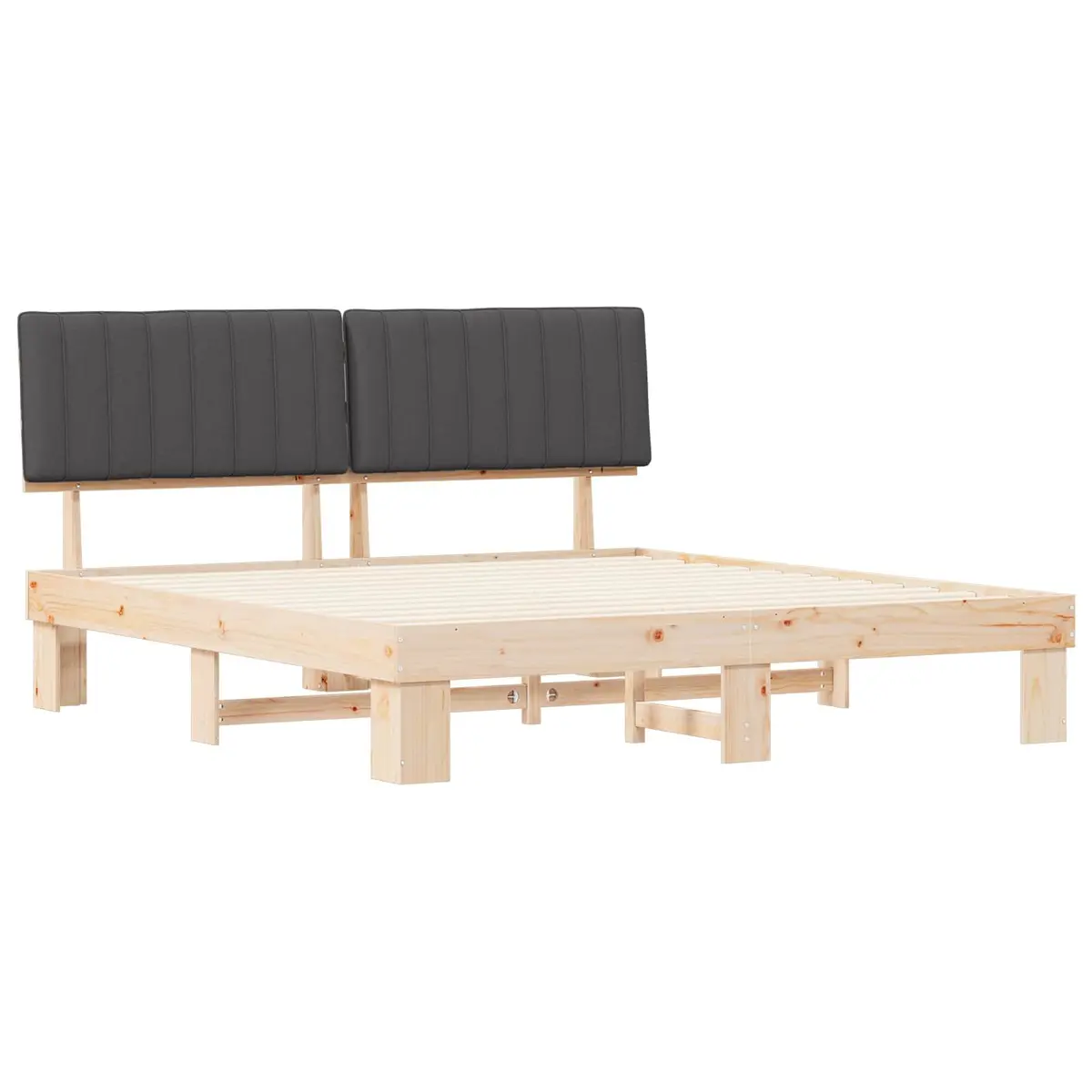 Bed Frame with Upholstered Headboard Grey 180 x 200 cm Modern Bedroom Furniture