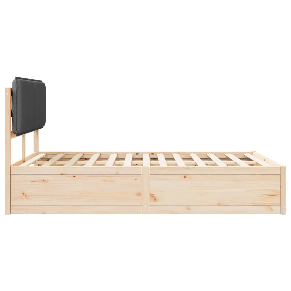 Upholstered Bed Frame Grey 150x200cm Modern Headboard Solid Pine Wood Platform
