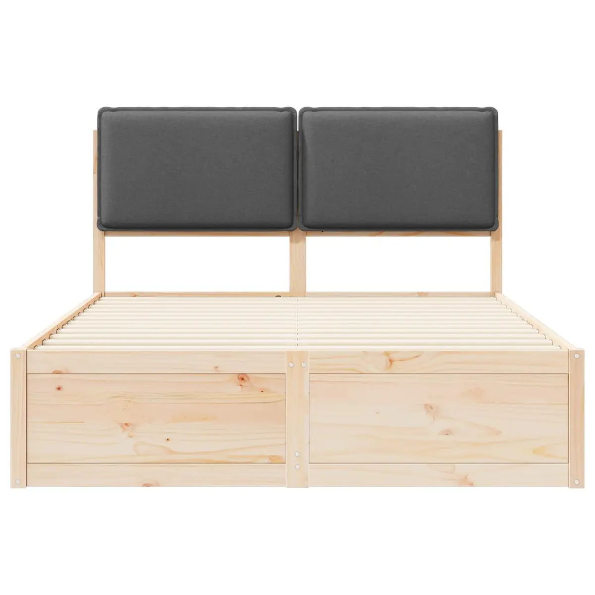 Bed Frame with Upholstered Headboard Grey 135 x 190 cm Modern Platform Bedroom