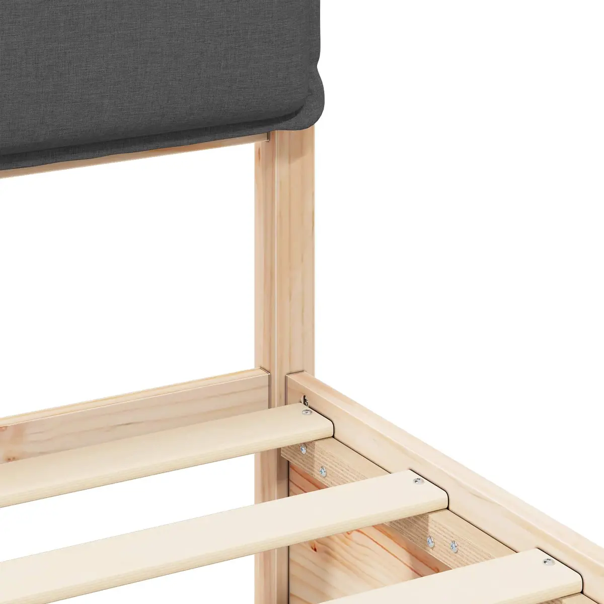 Bed Frame with Upholstered Headboard Grey 135 x 190 cm Modern Platform Bedroom