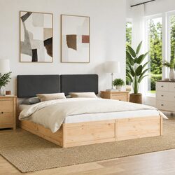 Bed Frame with Upholstered Headboard Dark Grey 180 x 200 cm Modern Bedroom