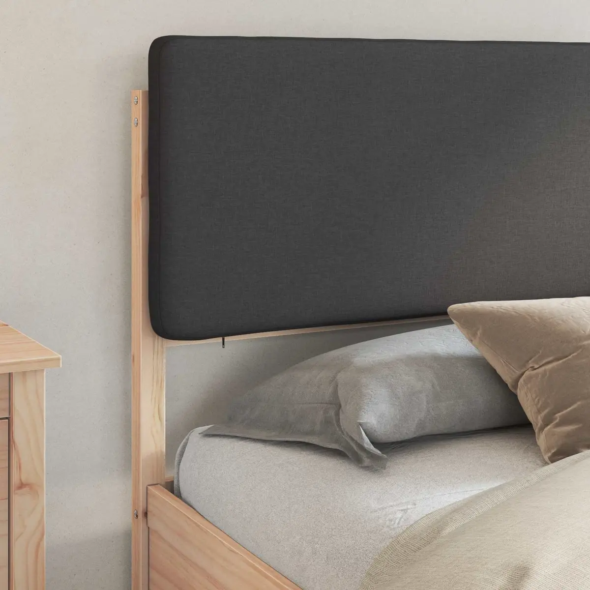 Bed Frame with Upholstered Headboard Dark Grey 180 x 200 cm Modern Bedroom
