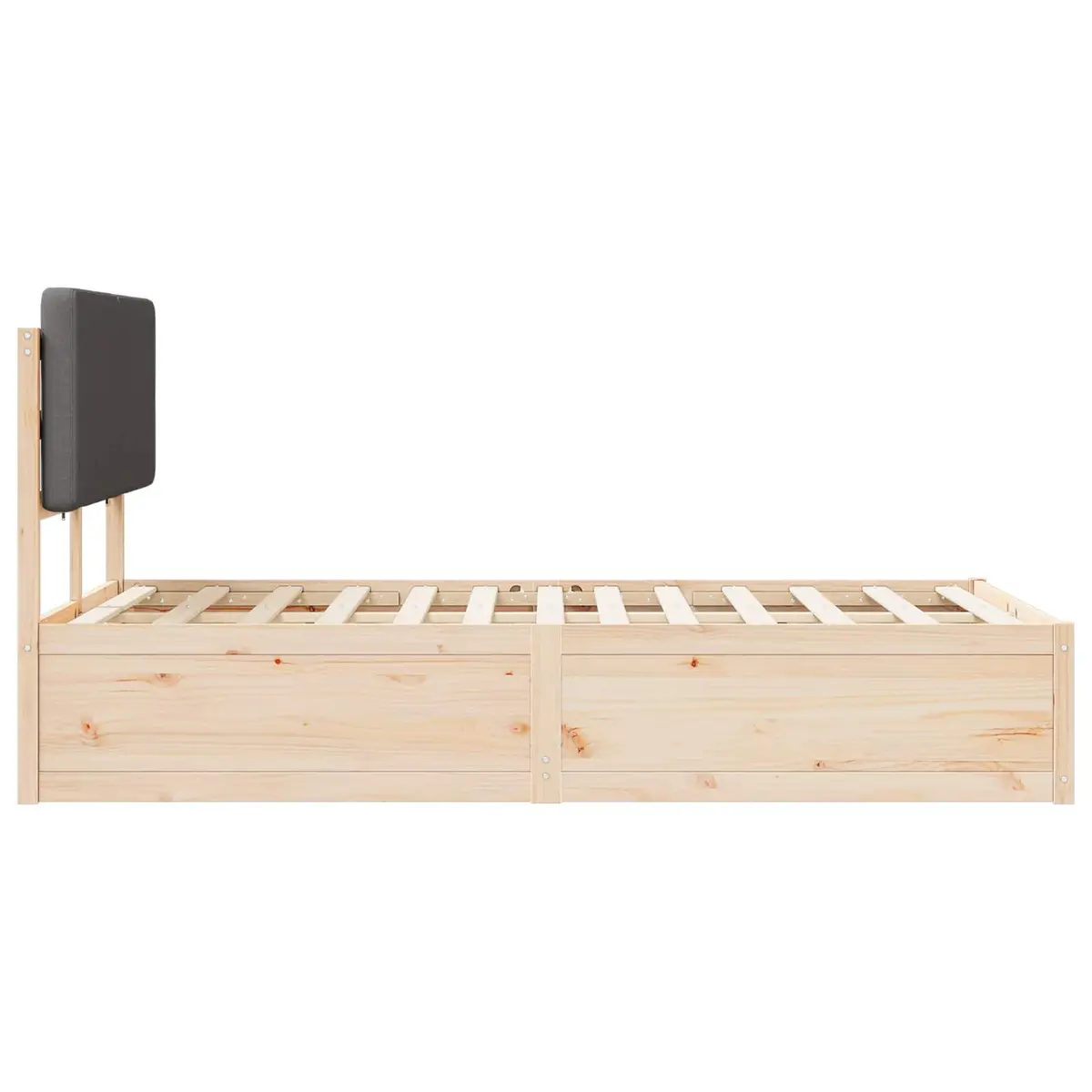 Upholstered Headboard Bed Frame Grey 150x200cm Wooden Platform Slats