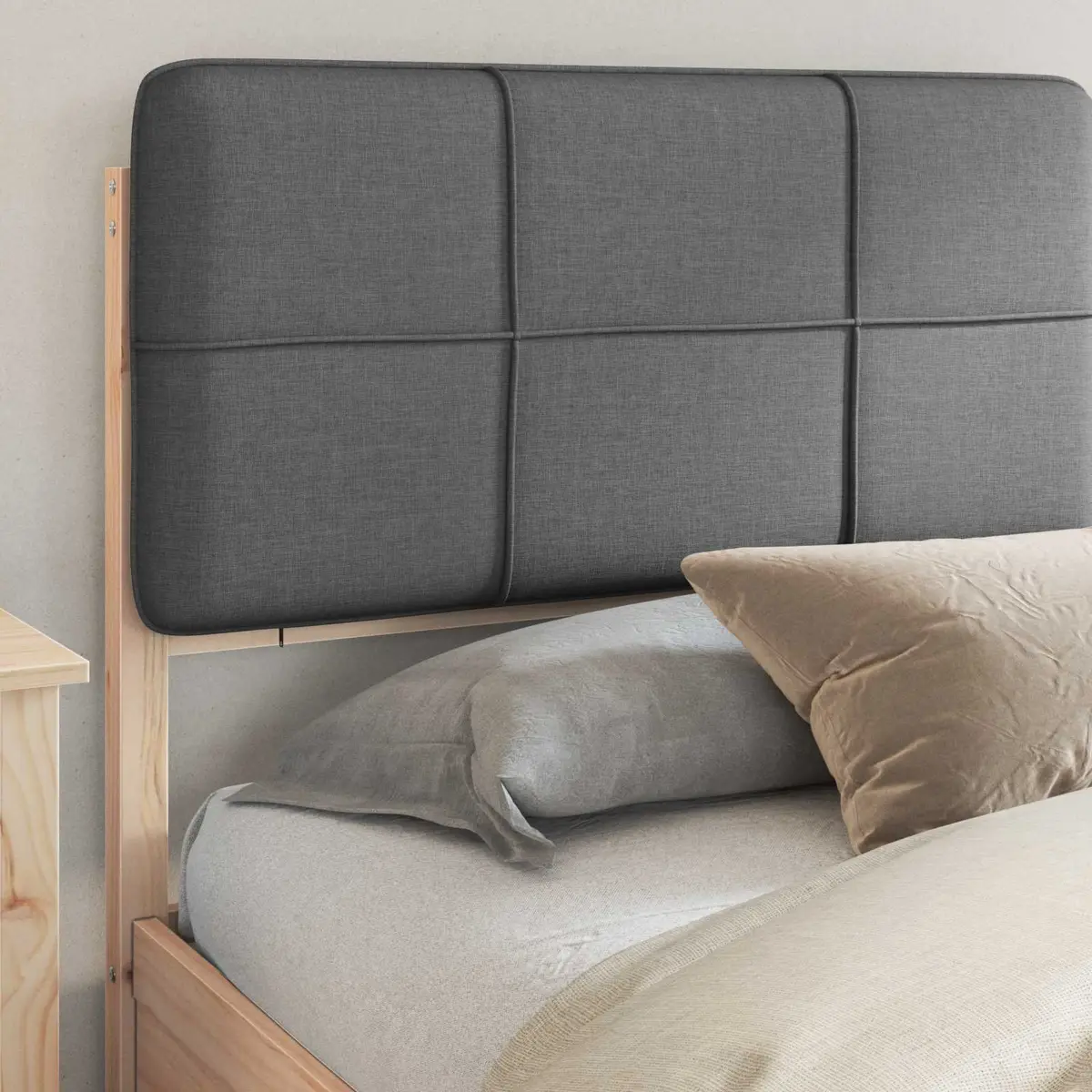 Bed Frame Upholstered Headboard Grey 180 x 200 cm Modern
