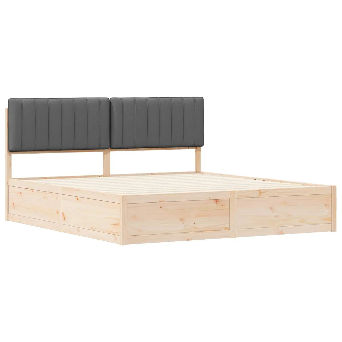 Upholstered Bed Frame with Solid Pine Wood Dark Grey 180x200cm
