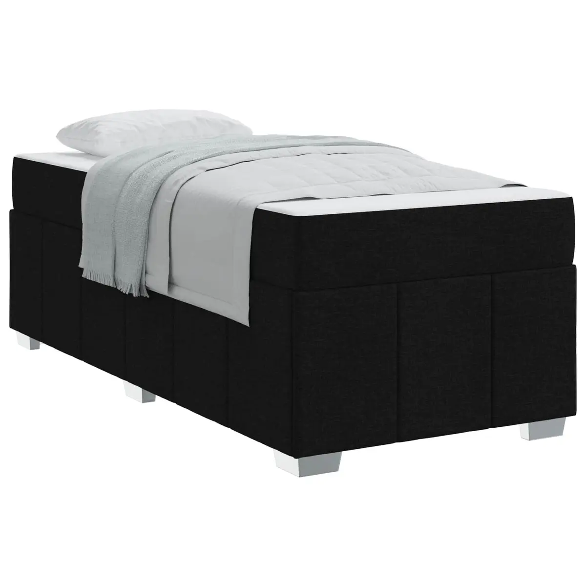 Bed Frame with Mattress 90 x 190 cm Black Fabric Box Spring Modern Bedroom