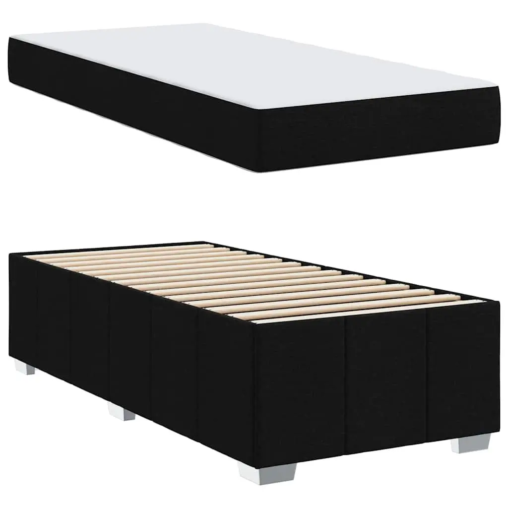 Bed Frame with Mattress 90 x 190 cm Black Fabric Box Spring Modern Bedroom