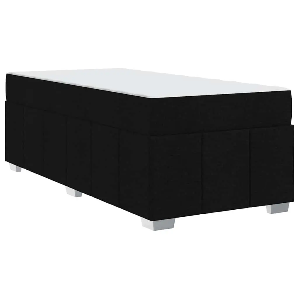 Bed Frame with Mattress 90 x 190 cm Black Fabric Box Spring Modern Bedroom