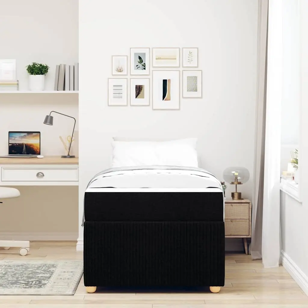 Bed Frame with Mattress Modern Black Fabric 90 x 190 cm