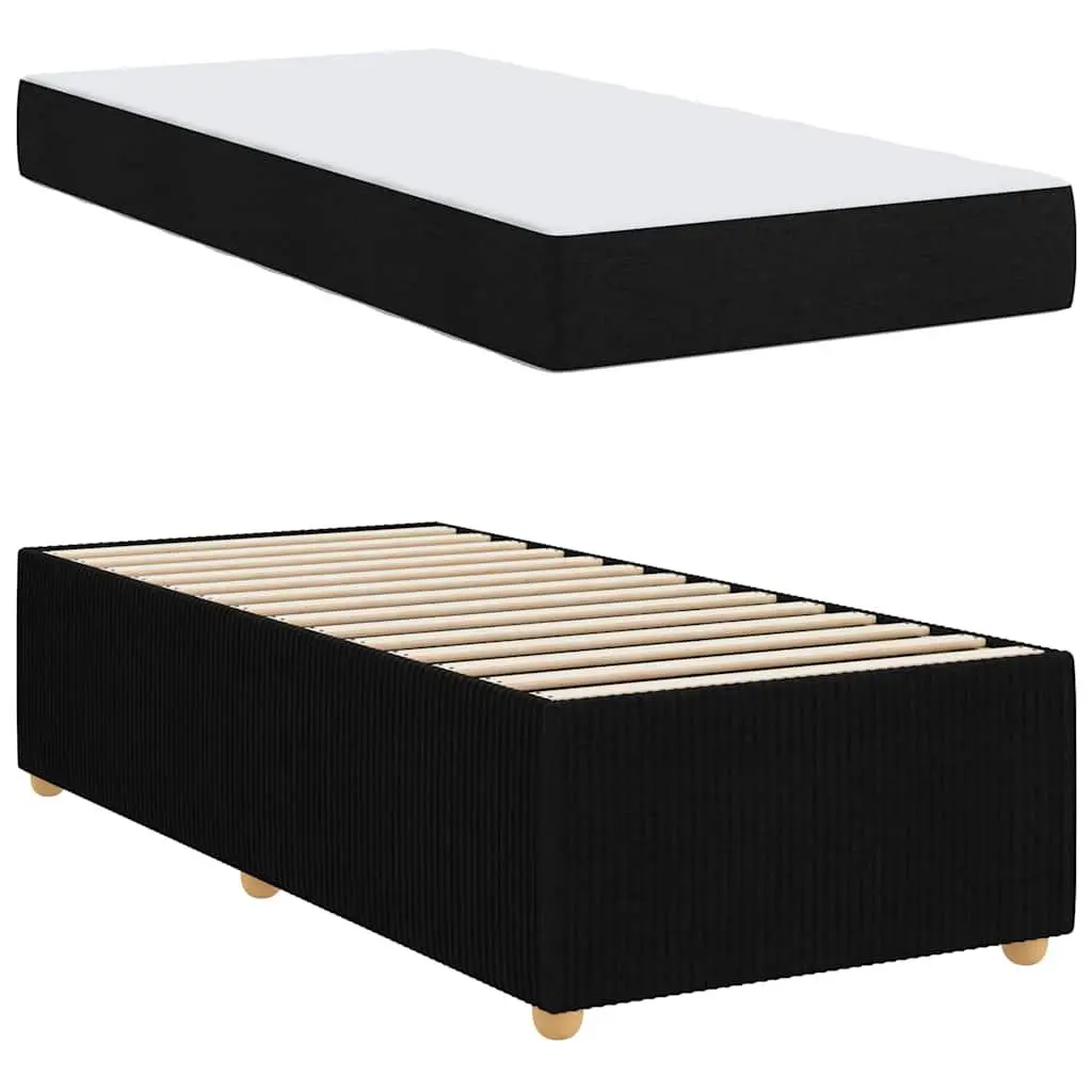 Bed Frame with Mattress Modern Black Fabric 90 x 190 cm