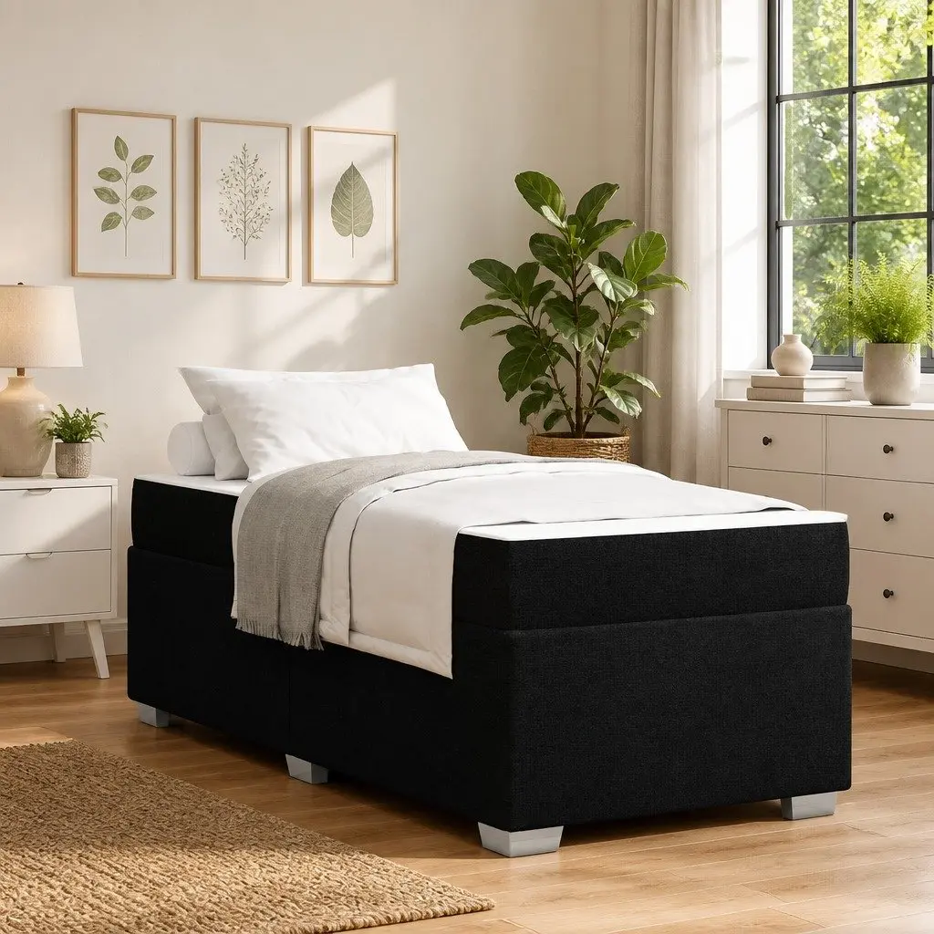 Black Bed Frame with Mattress Combo 90 x 190 cm