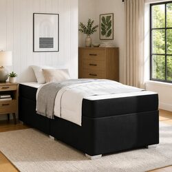 A Stylish Black Bed Frame with Mattress for Your Comfort
