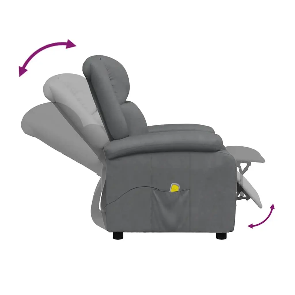 Electric Massage Chair Grey Reclining Manual 3 Positions Vibration Massage