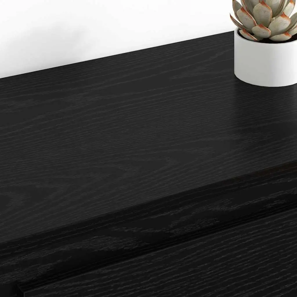 Black Engineered Wood Sideboards Set 2 pcs Modern Storage Cabinet 70 x 35.5 x 67.5 cm