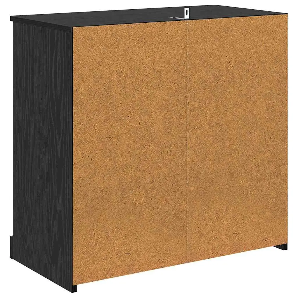 Black Engineered Wood Sideboards Set 2 pcs Modern Storage Cabinet 70 x 35.5 x 67.5 cm