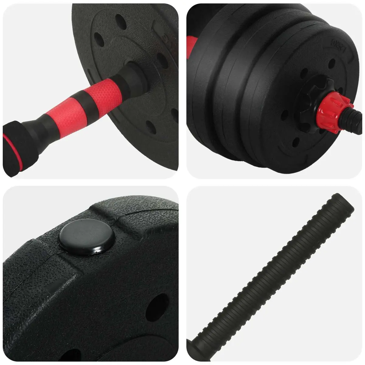 Adjustable Dumbbell Set 30kg Home Gym Free Weights Detachable Iron Sand Black