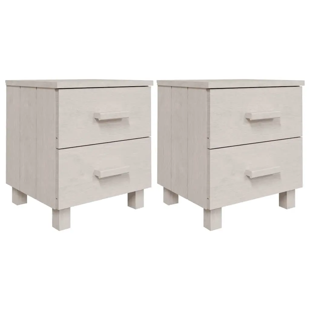 Bedside Tables Pair White Wooden Nightstands with Two Drawers 40 x 35 x 44.5 cm