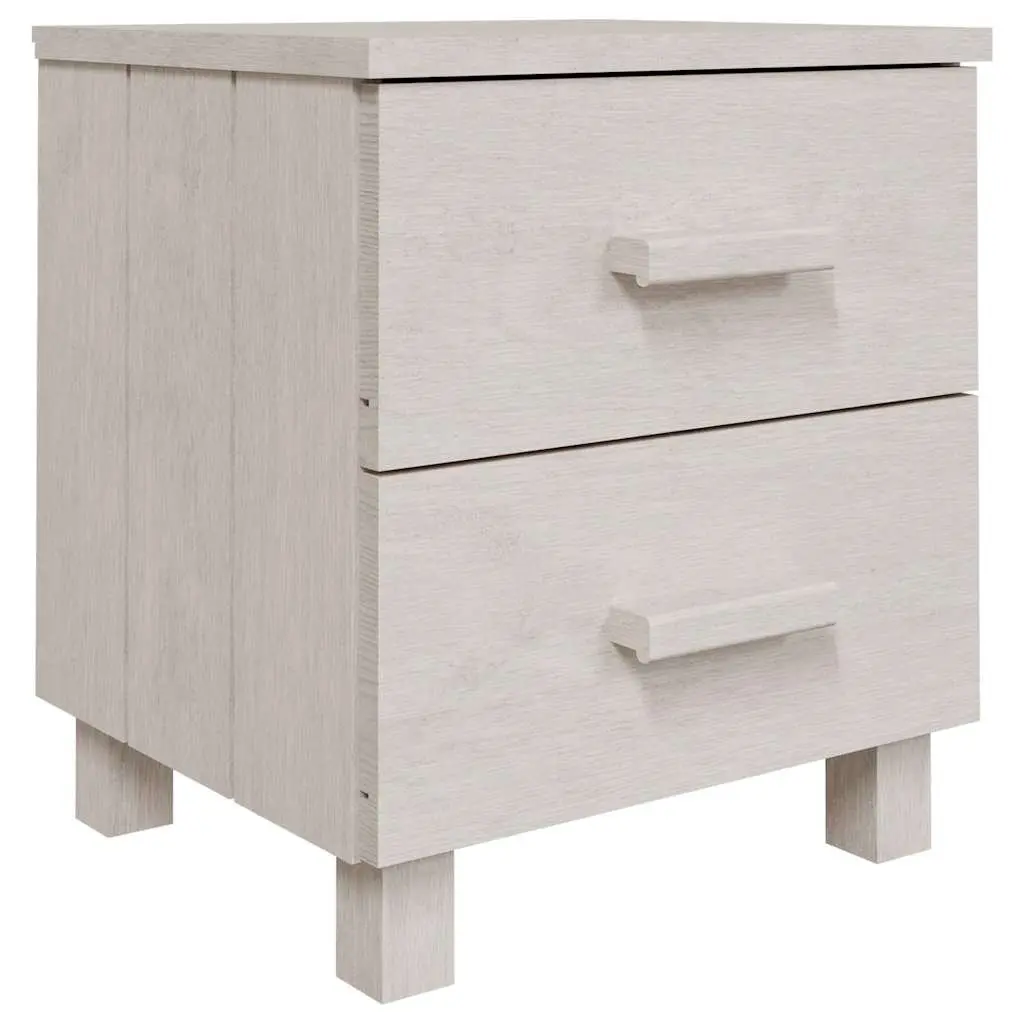 Bedside Tables Pair White Wooden Nightstands with Two Drawers 40 x 35 x 44.5 cm