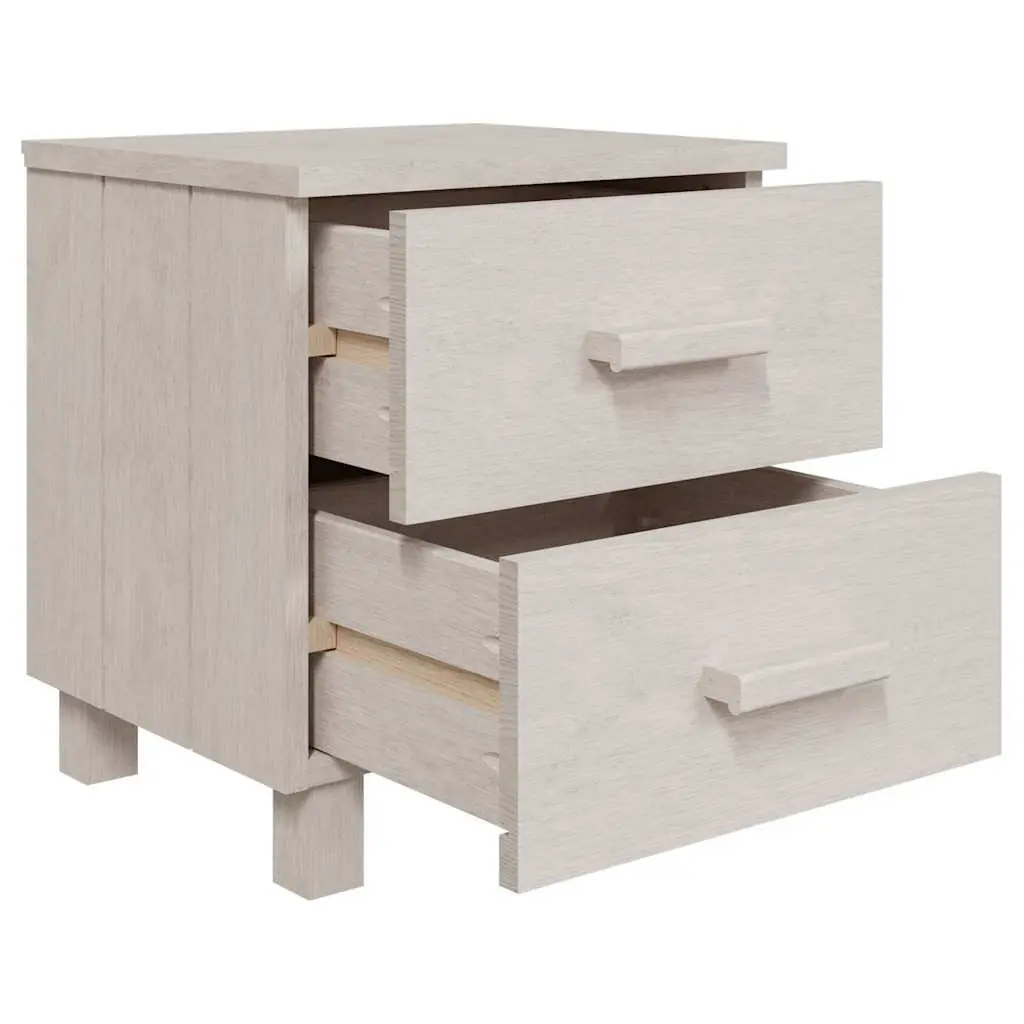 Bedside Tables Pair White Wooden Nightstands with Two Drawers 40 x 35 x 44.5 cm
