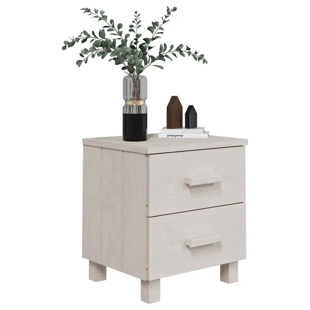 Bedside Tables Pair White Wooden Nightstands with Two Drawers 40 x 35 x 44.5 cm