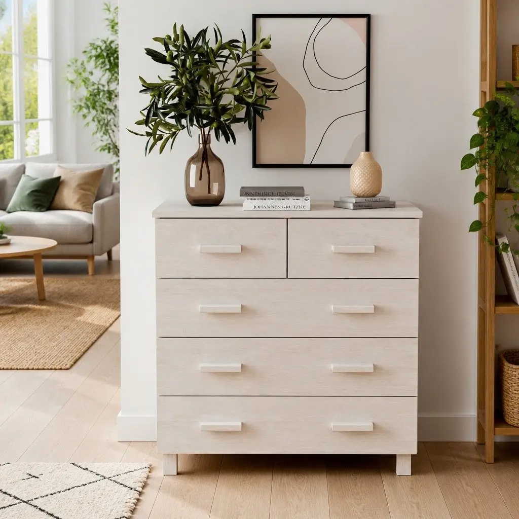 Sideboard Buffet White Solid Pine Wood 79x40x80 cm Drawer Cabinet