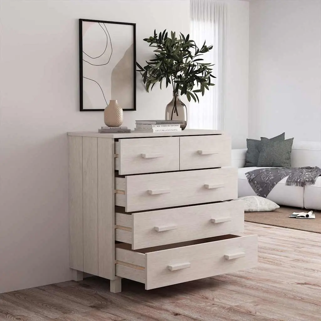 Sideboard Buffet White Solid Pine Wood 79x40x80 cm Drawer Cabinet