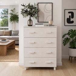 White Wooden Sideboard Cabinet Storage Furniture 4 Drawer Highboard Hallway