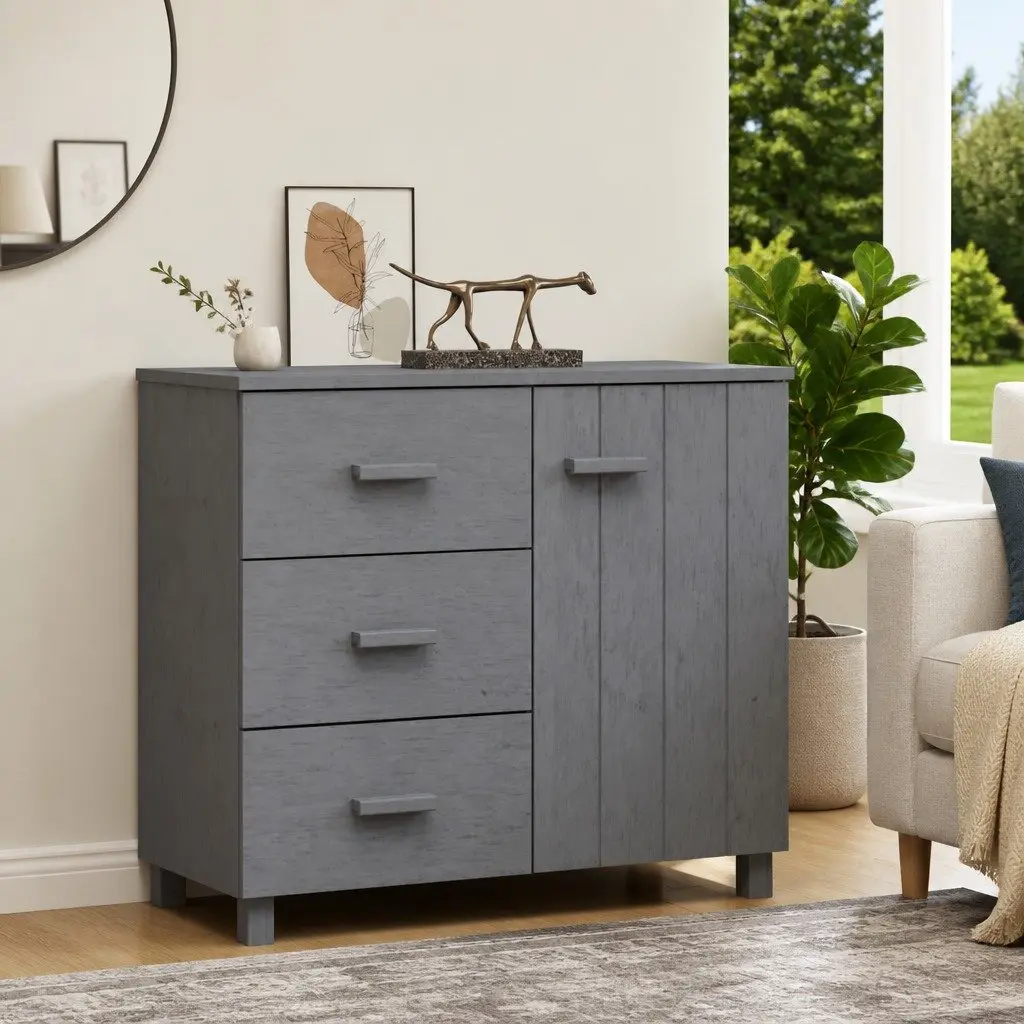 Grey Solid Pinewood Sideboard