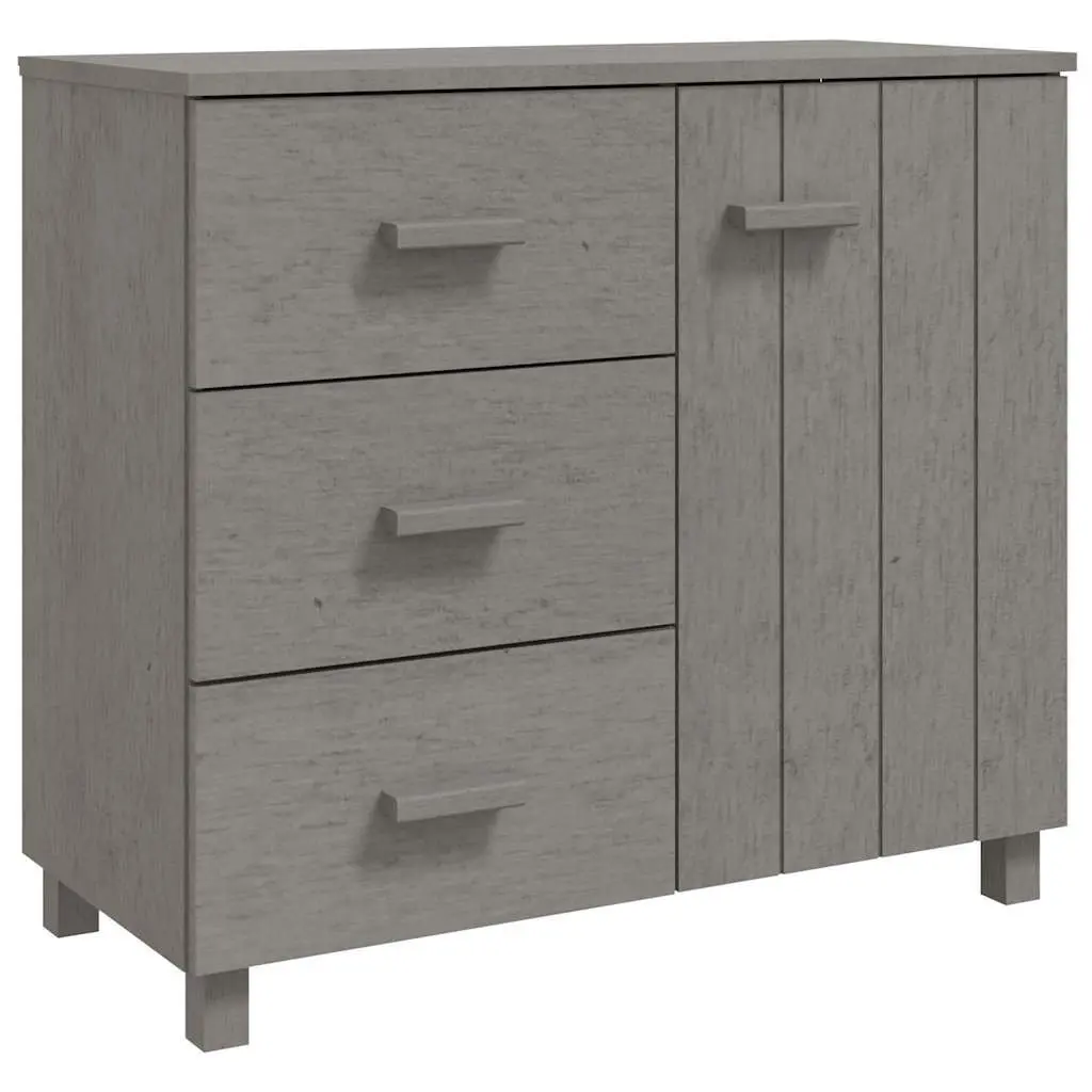 Sideboard Solid Pinewood Grey Storage Cabinet with Sliding Drawers 90cm W x 40cm D x 80cm H