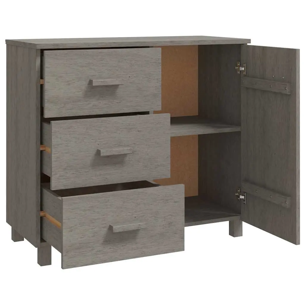 Sideboard Solid Pinewood Grey Storage Cabinet with Sliding Drawers 90cm W x 40cm D x 80cm H