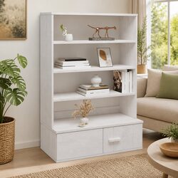Highboard Top Sideboard Cabinet Storage White Solid Wood Pine 90x30x100cm