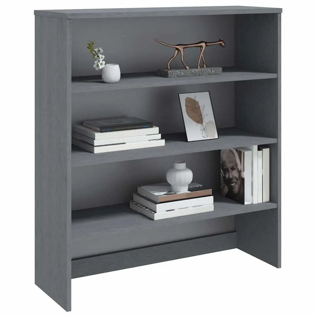 Highboard Cabinet Topper Dark Grey Solid Pine Wood 90x30x100cm