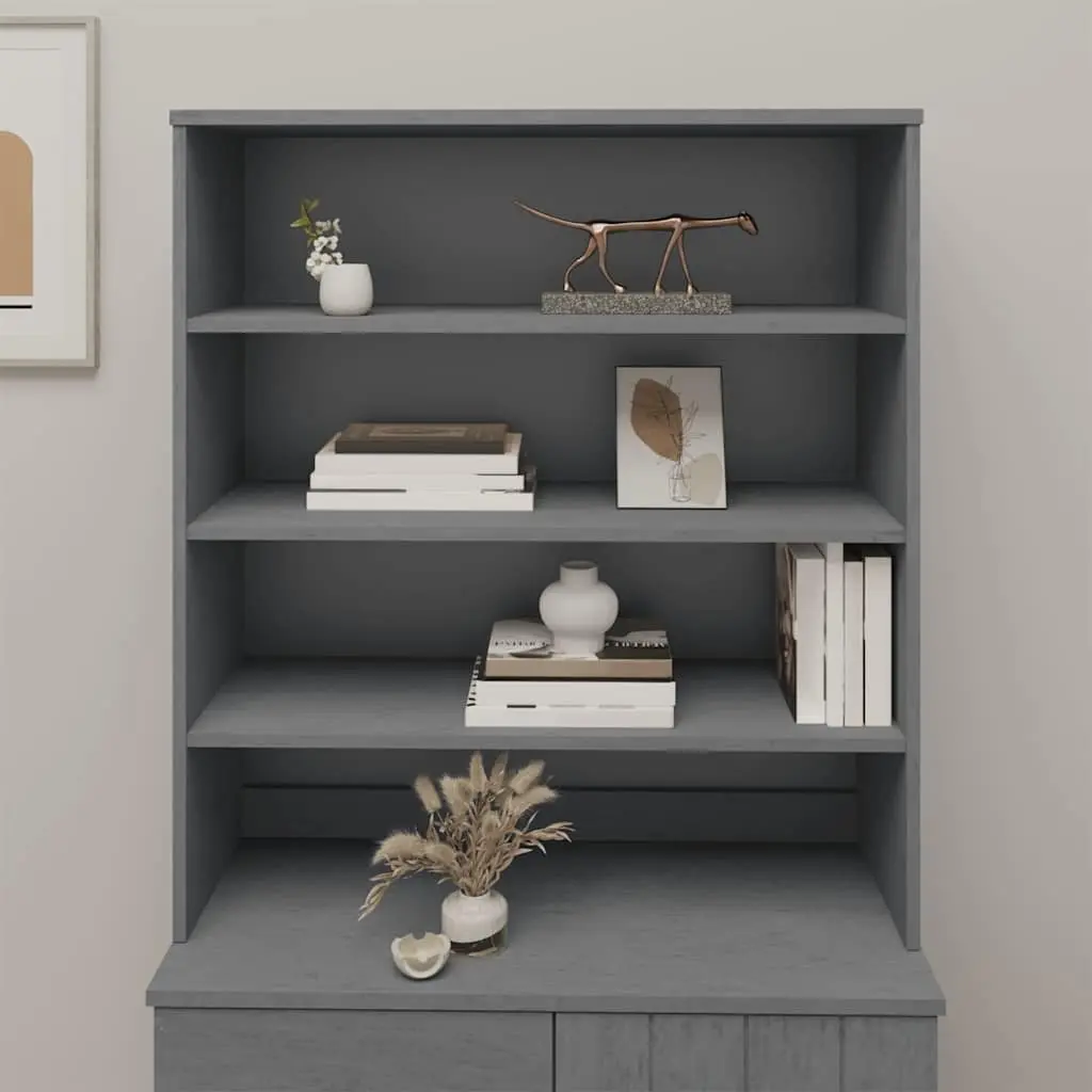 Highboard Cabinet Topper Dark Grey Solid Pine Wood 90x30x100cm