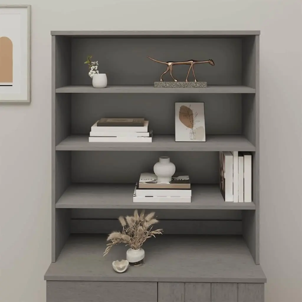 Highboard Top Sideboard Cabinet Topper 90x30x100cm Light Grey Storage Shelves