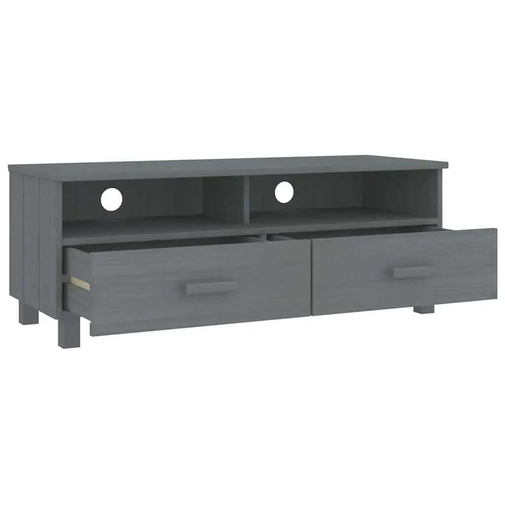 Grey Wooden TV Cabinet with Sliding Drawers and Open Compartments 106x40x40cm
