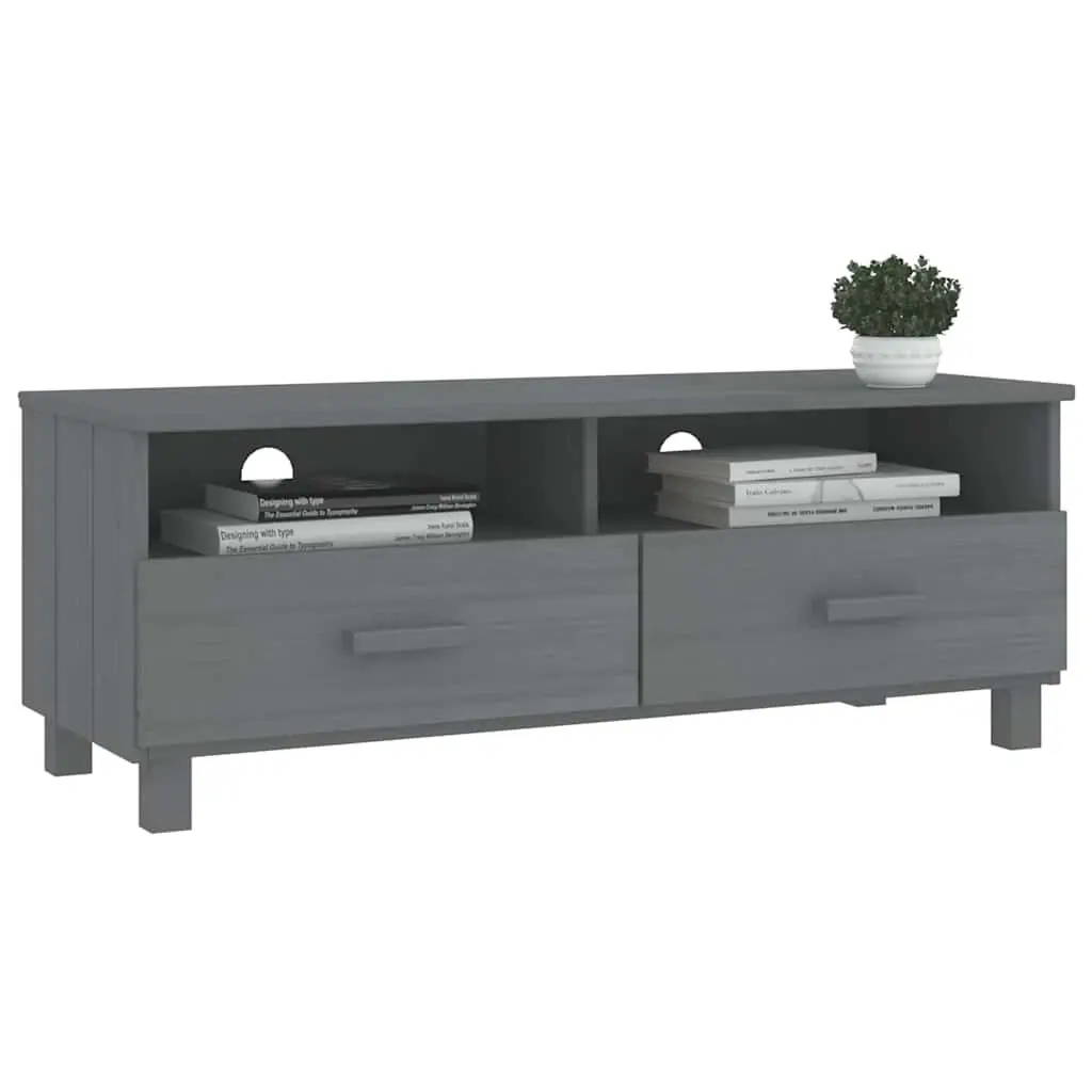 Grey Wooden TV Cabinet with Sliding Drawers and Open Compartments 106x40x40cm