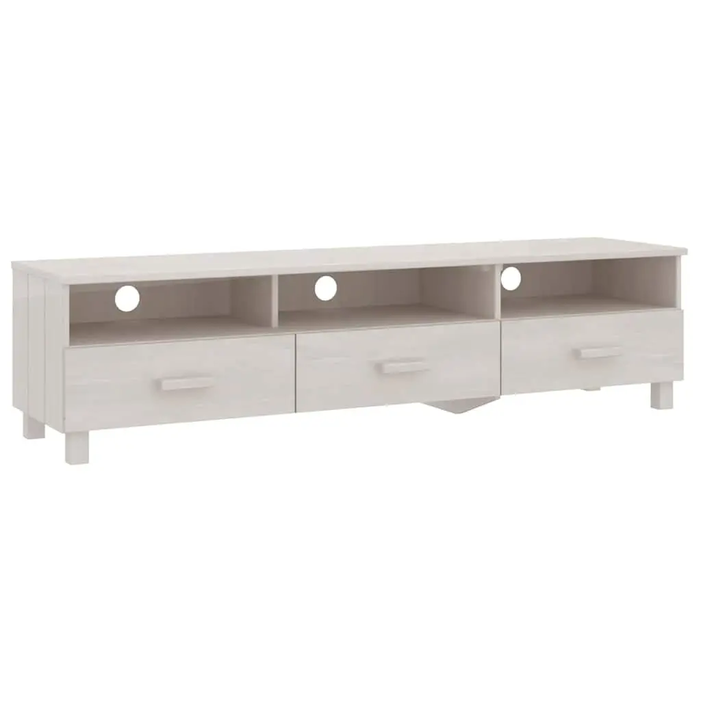 TV Cabinet White Solid Pine Wood 158x40x40cm with 3 Drawers